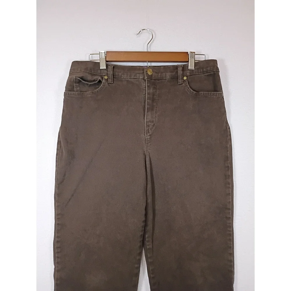 Dark Academia Gloria Vanderbilt Women 12 Brown Amanda High Rise Straight Pants